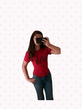 Women’s Red Short Sleeve Graphic Tee - Fitted Casual Top